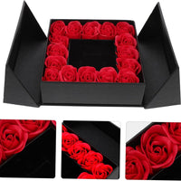 Caja de regalo con 16 rosas artificiales