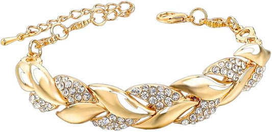 Pulsera elegante de hojas doradas